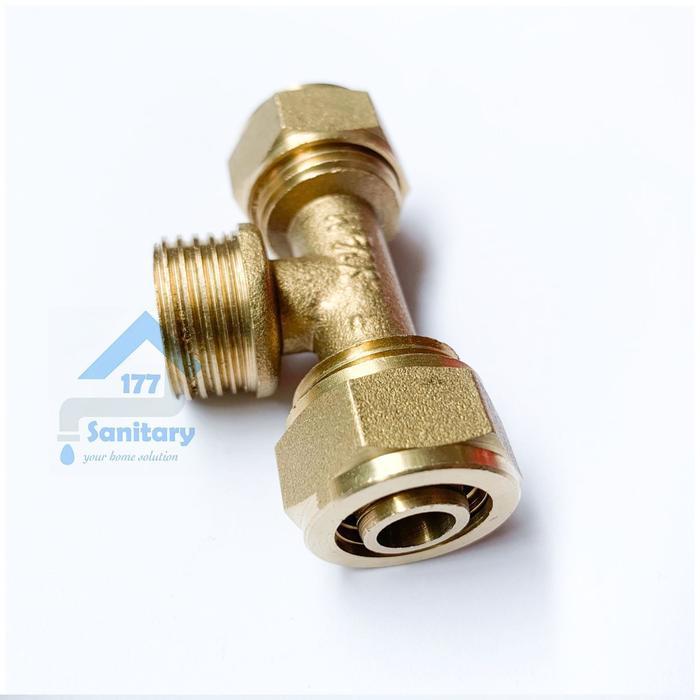 Kran T KUNINGAN Pipa air Panas 1/2 inch DRAT LUAR TPPL-Nepel Tee Fitting pipa hot sambungan pipe spa