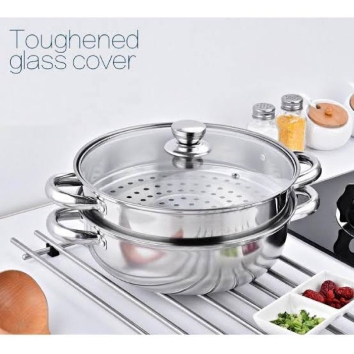 Panci Kukus 2 Susun Stainless | Panci Siomay 4 Kuping | Dandang Panci Kukus