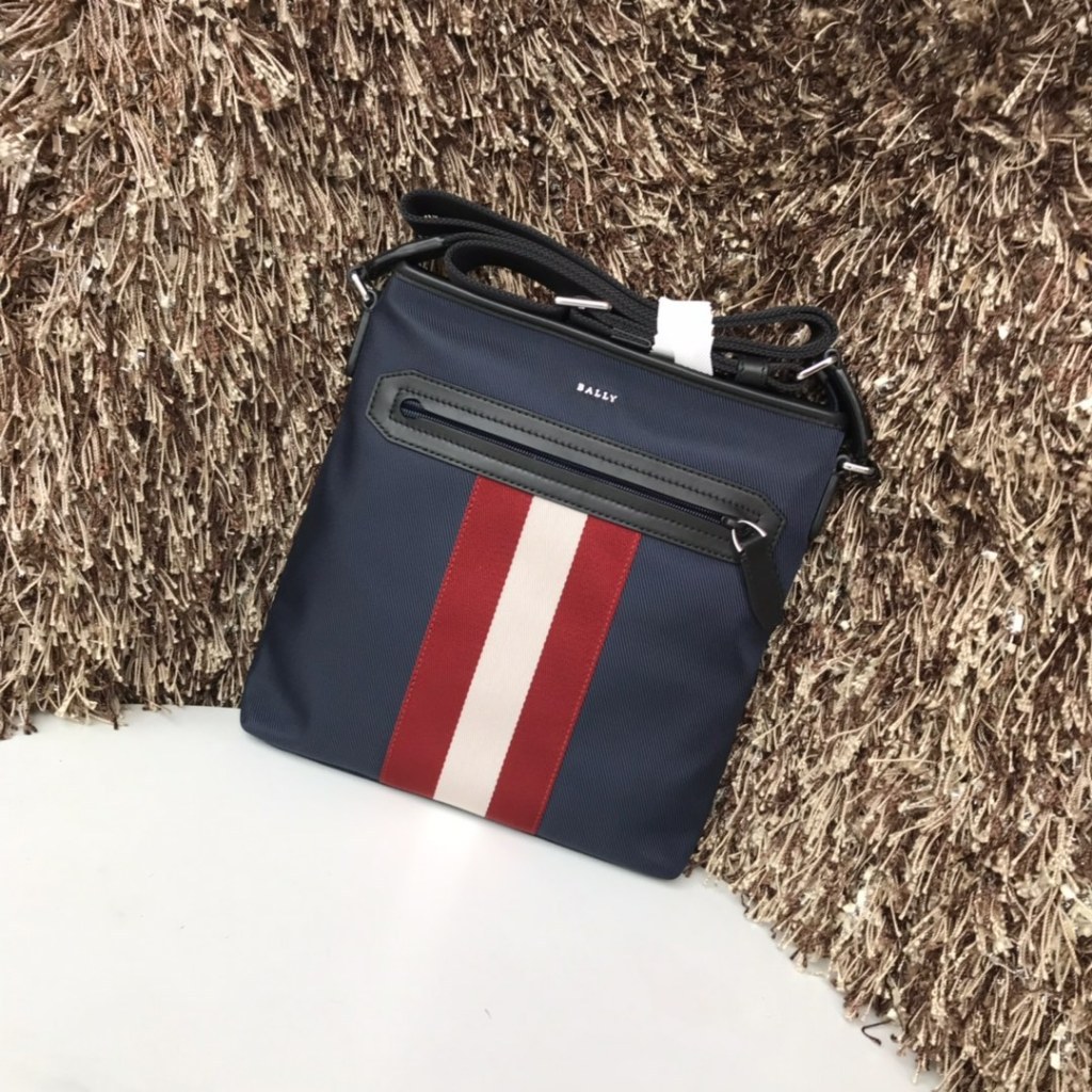 BALLY CURRIOS Tas Selempang Nilon Hitam Pria Tas Kasual Tas Bahu Tas Pria Serbaguna Klasik Fashion