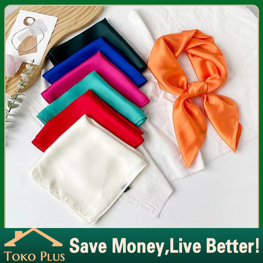 Syal Sutra polos 60x60cm Syal silk syal leher syal tas scraf import quality aksesoris wanita - Scarf
