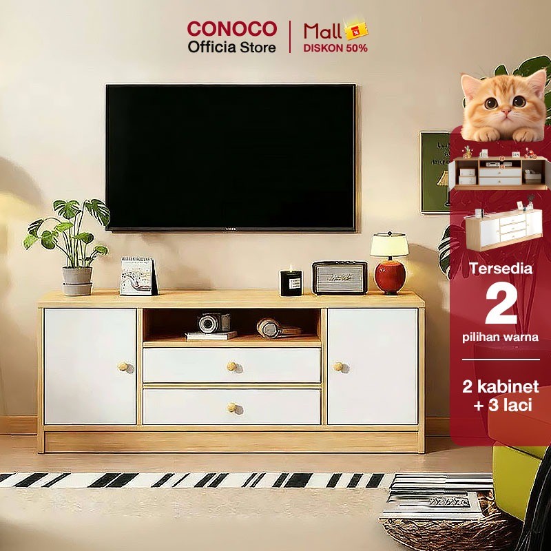 CONOCO Meja TV Rak TV Kayu Lemari TV Serbaguna Minimalis Jumbo Meja TV Minimalis TV Minimalis Modern