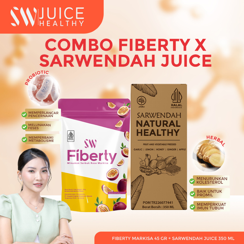 Sarwendah Juice (Juice 350 & Fiberty 45gr) Sarwendah Juice Bawang Putih 350ml + Fiberty 45gr - 2 Pcs