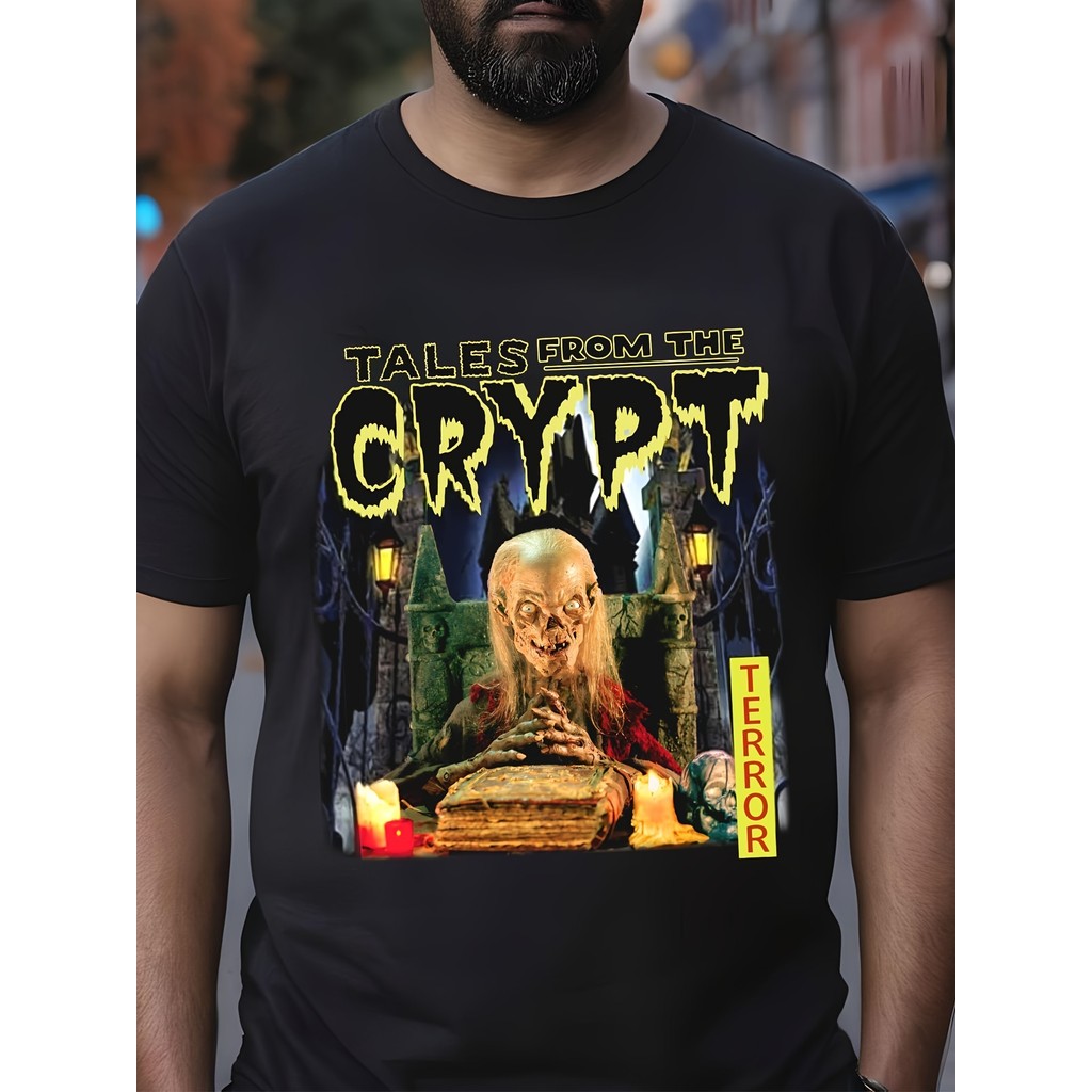 Kaos Pria Tales From The Crypt - Katun 100%, Desain Crypt Keeper Zombie U9O3S3, Cocok Fans Horor, Ha