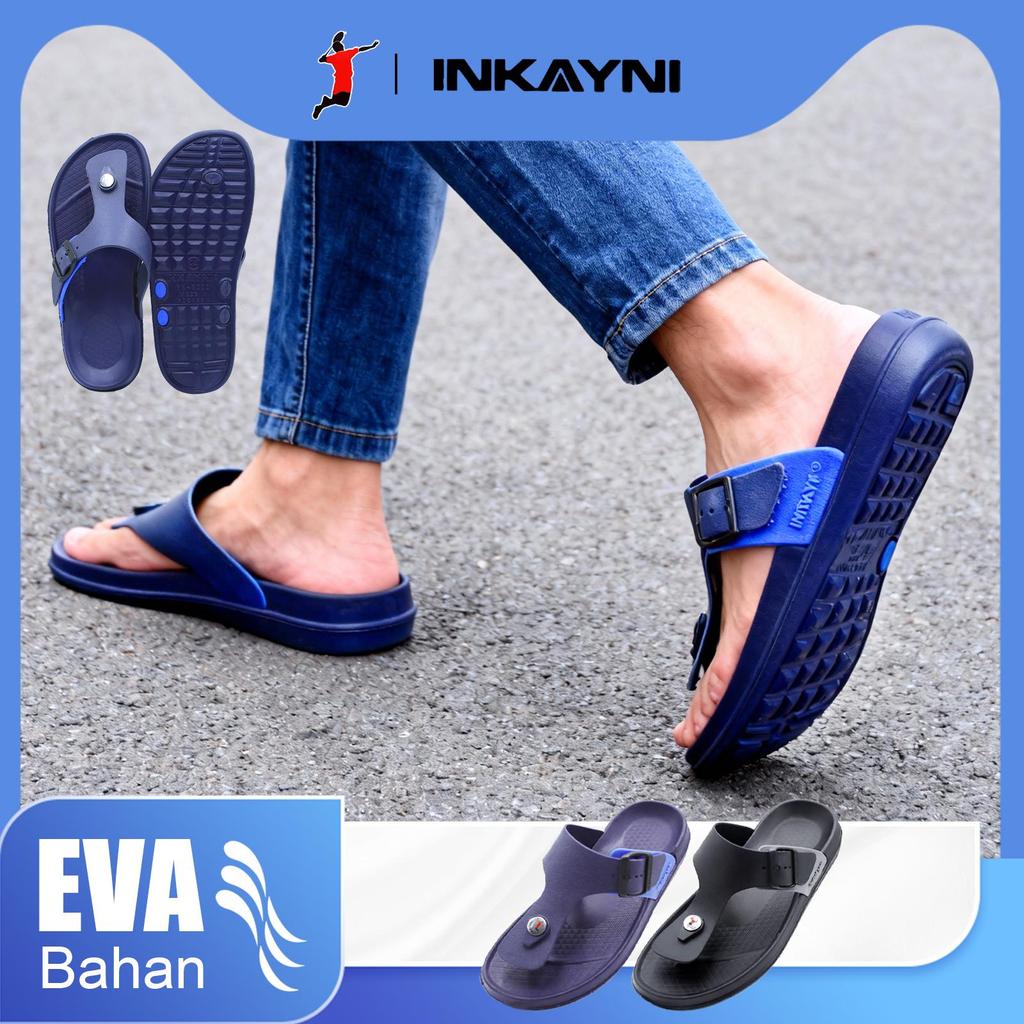INKAYNI Sandal Pria Slop Full Karet Jepit Sandal Jepit Pria Anti Slip Dan Anti Licin Sepatu Sandal J