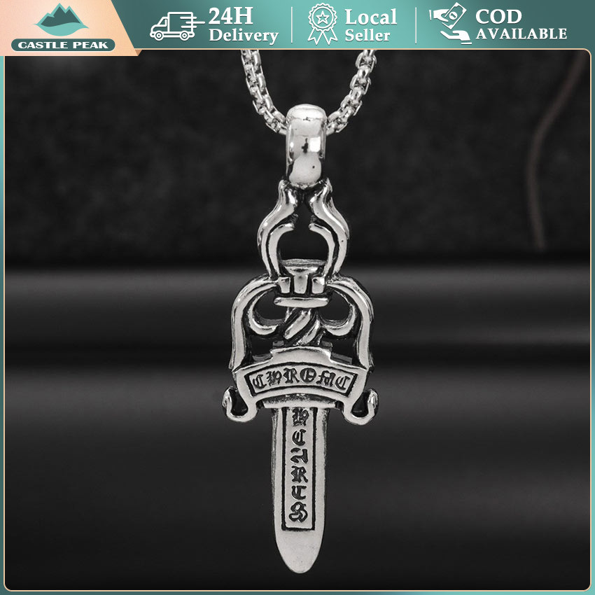 Kalung Liontin Pedang Salib Gothic Choker Silver Kalung Aesthetic Pria Wanita Style Korea Kalung Ran