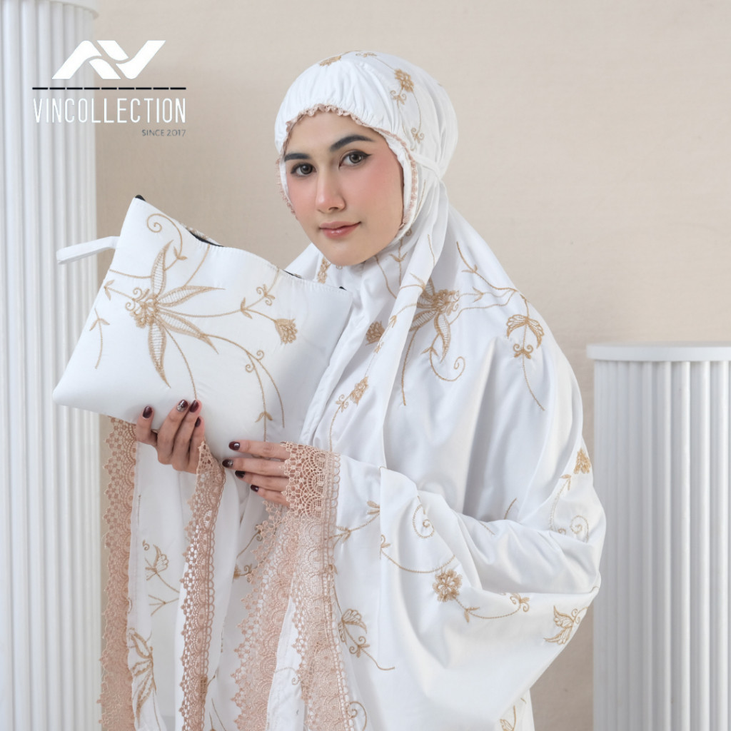 SHD_SHOP Mukena Dewasa Bordir Katun Bunga Amanda Renda Rukuh Mewah