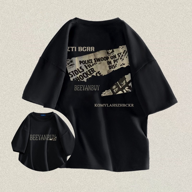 Baju Kaos Oversize Pria | Dengan Tulisan Koran Kaos Hitam | Kaos Pria Distro Original | Baju Kaos Pr