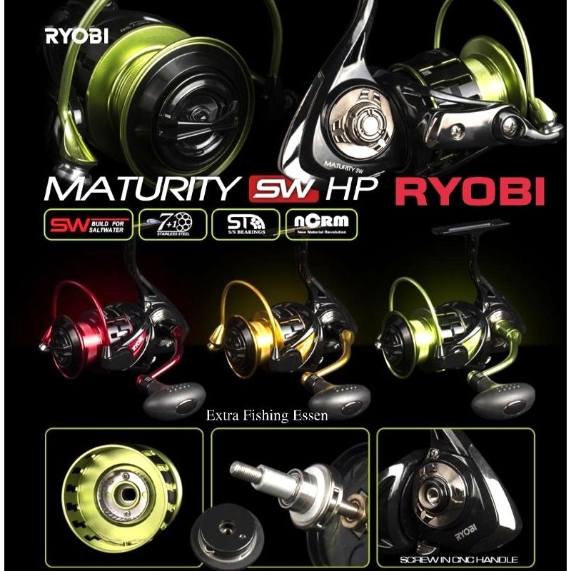 Reel Ryobi Maturity SW HP 1000 sampai 8000 Saltwater Power Handle || Ready Hijau, Merah, Gold
