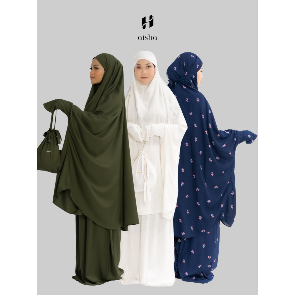 HAIBOO Aisha - Set Mukena Berlengan Dewasa Rayon Premium