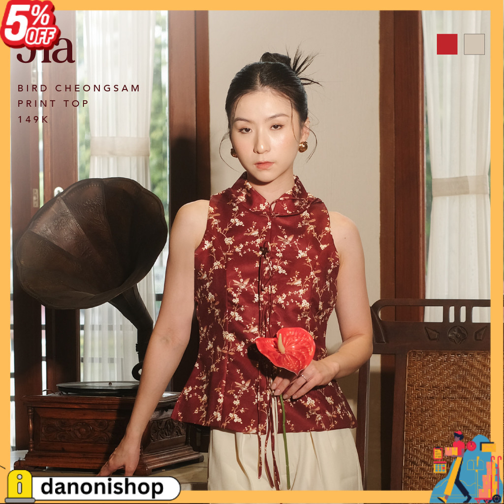 READY Jia Bird Cheongsam Print Top -- Ocha Wear | CNY Collection | Baju Imlek Wanita | Pakaian Wanit