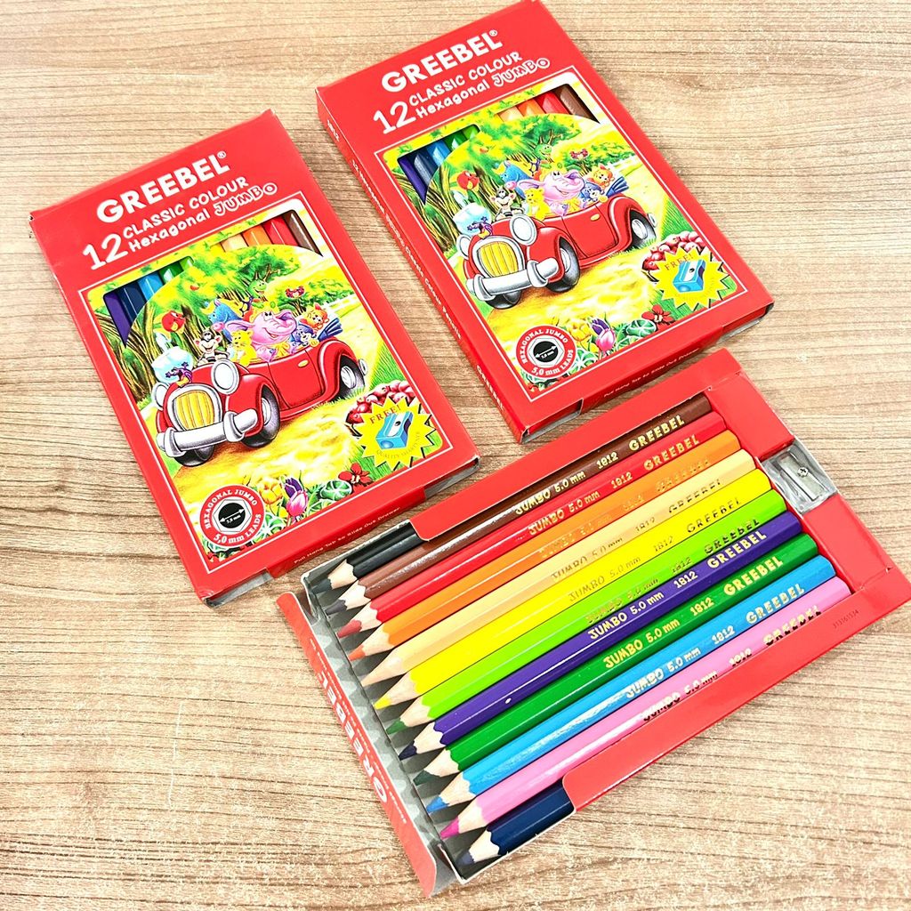 Pensil Warna Greebel 12 Warna Jumbo ( Set ) Original Hexagonal Classic Pencil 1812