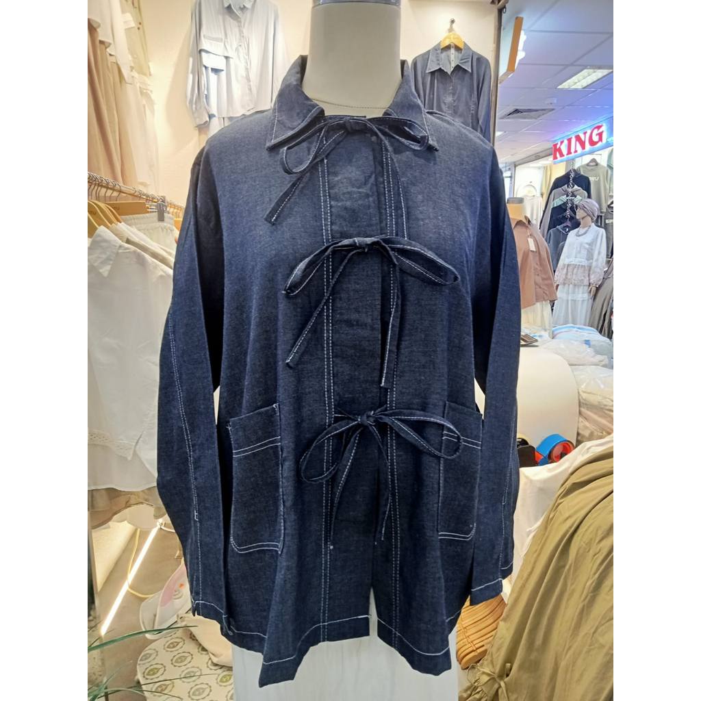 B64 -Arden Tie Denim Top