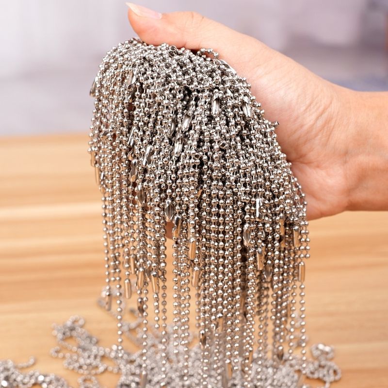 [1000Pcs] Rantai Biji Laya / Rantai Kalung DIY 2.4mm: Rantai Logam untuk Label, Kunci, Gantungan Tas