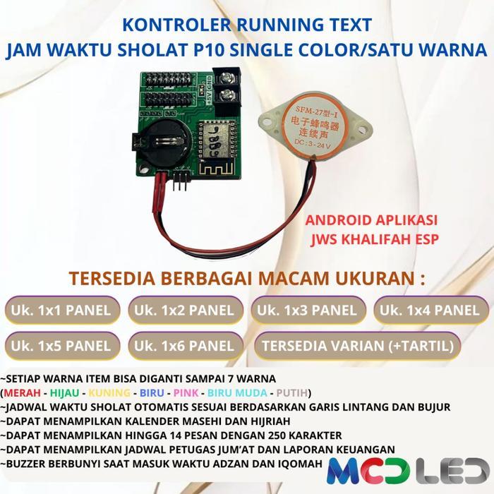 KONTROLER JWS WIFI P10 SATU WARNA /SINGLE COLOR - uk 1x1 panel, HANYA JWS