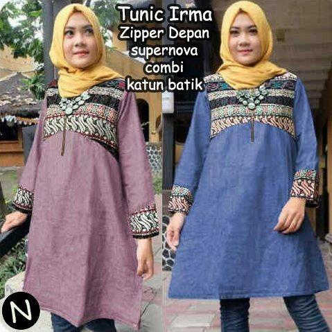 59110/baju tunik wanita/atasan muslim wanita/baju jumbo/atasan bsize - Biru