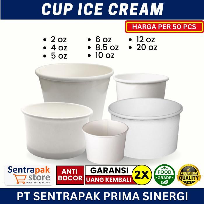 Ice Cream Cup 2, 4, 5, 6, 8.5, 10, 12, 20 oz & es krim cup 120, 160ml - 4 oz, Tanpa Tutup