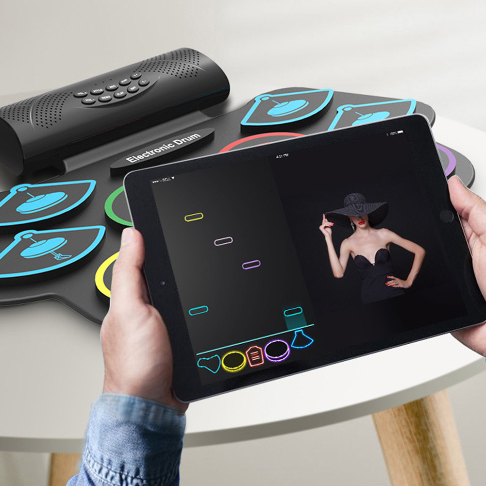 RollUp Drum Practice Pad with Drum Sticks and Pedals Electric Drum Pad Electric Drum Set for Kids Xm