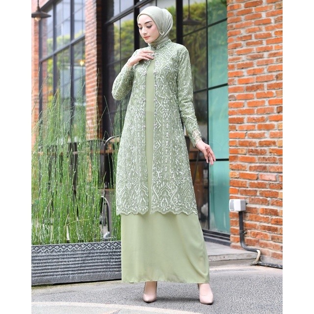 PROMO RAMADHAN New Model Gamis Modern Outer - Gamis Terbaru brokat - Gamis modern - Kebaya Modern - 