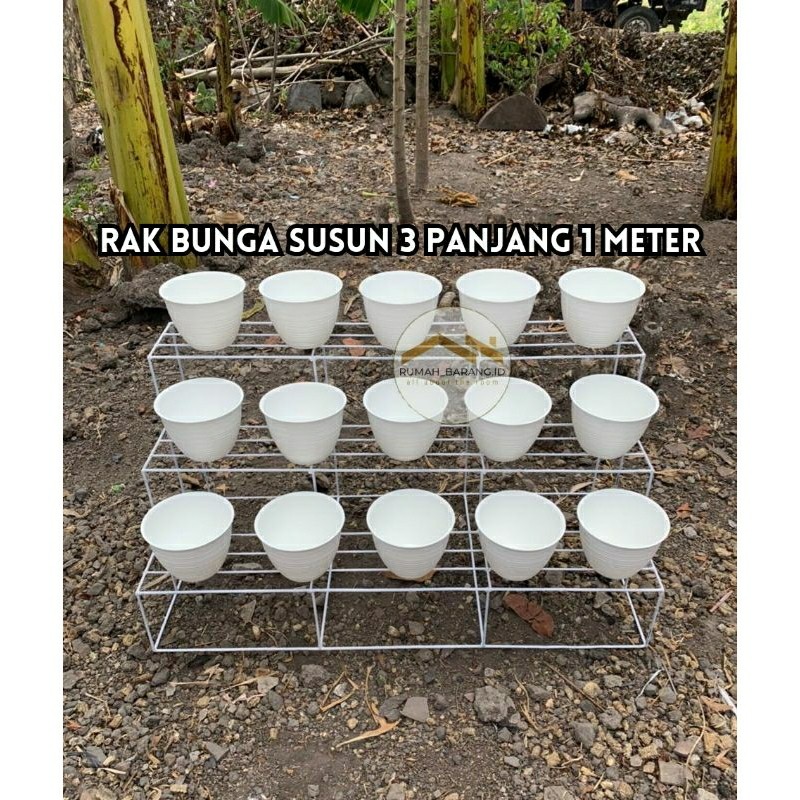 TERLARIS - Rak Bunga Susun Panjang 1 Meter / Rak Pot Bunga Susun Besi / Standing Pot Besi