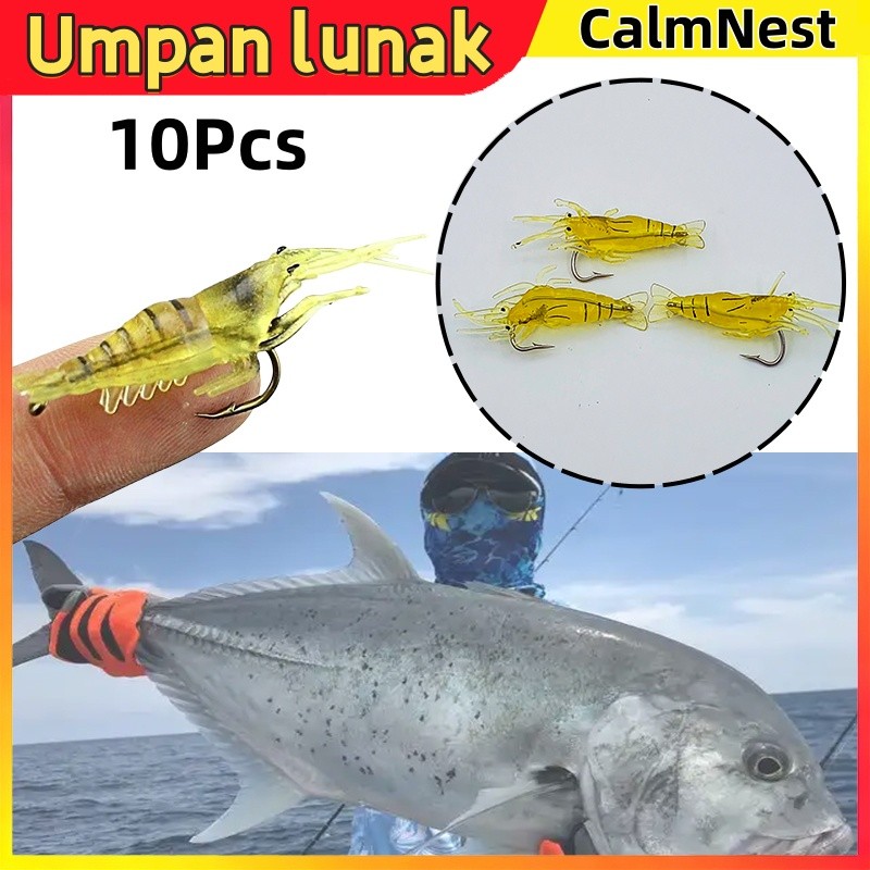 Umpan Udang Bercahaya  Umpan lunak (Soft bait) Umpan Bentuk Udang Umpan Mancing Umpan Pancing Soft L