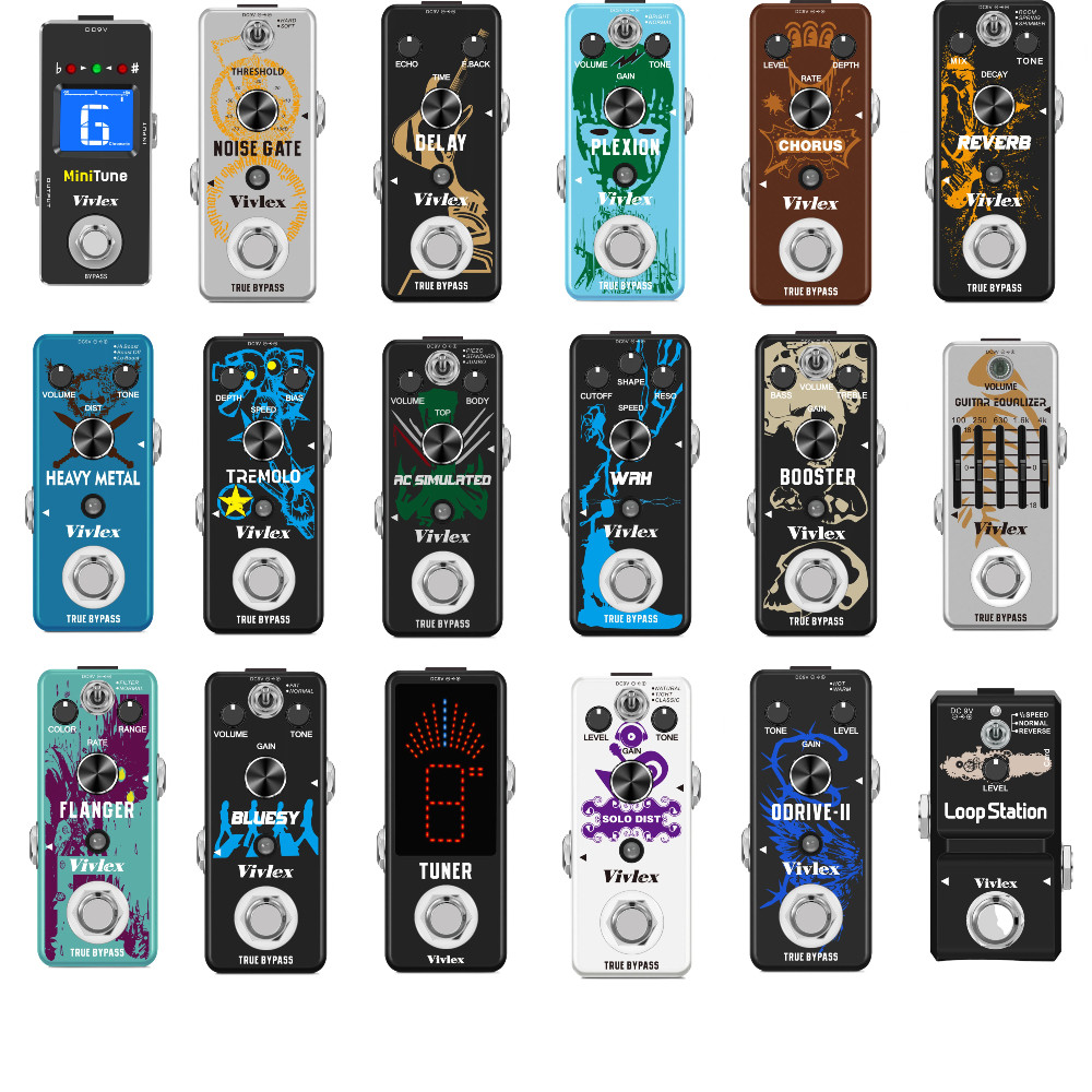 VIVLEXGuitar Pedals Super Effects, Pedal Tuner, Overdrive Delay, Reverb stortion, Fuzz Noise Gate, F