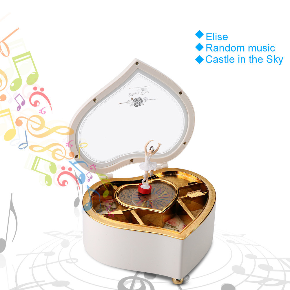 Heart shaped ce Ballet Music Box Jewelry Spinning Music Box Gift Present