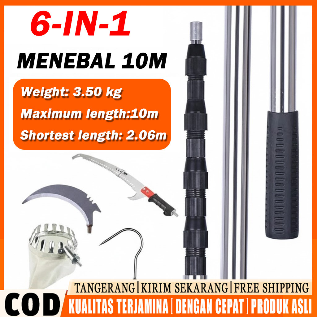 6 in1 6M Tongkat Panjang Untuk Petik Buah /metal fruit picker /galah pemetik buah 10 meter/tongkat p