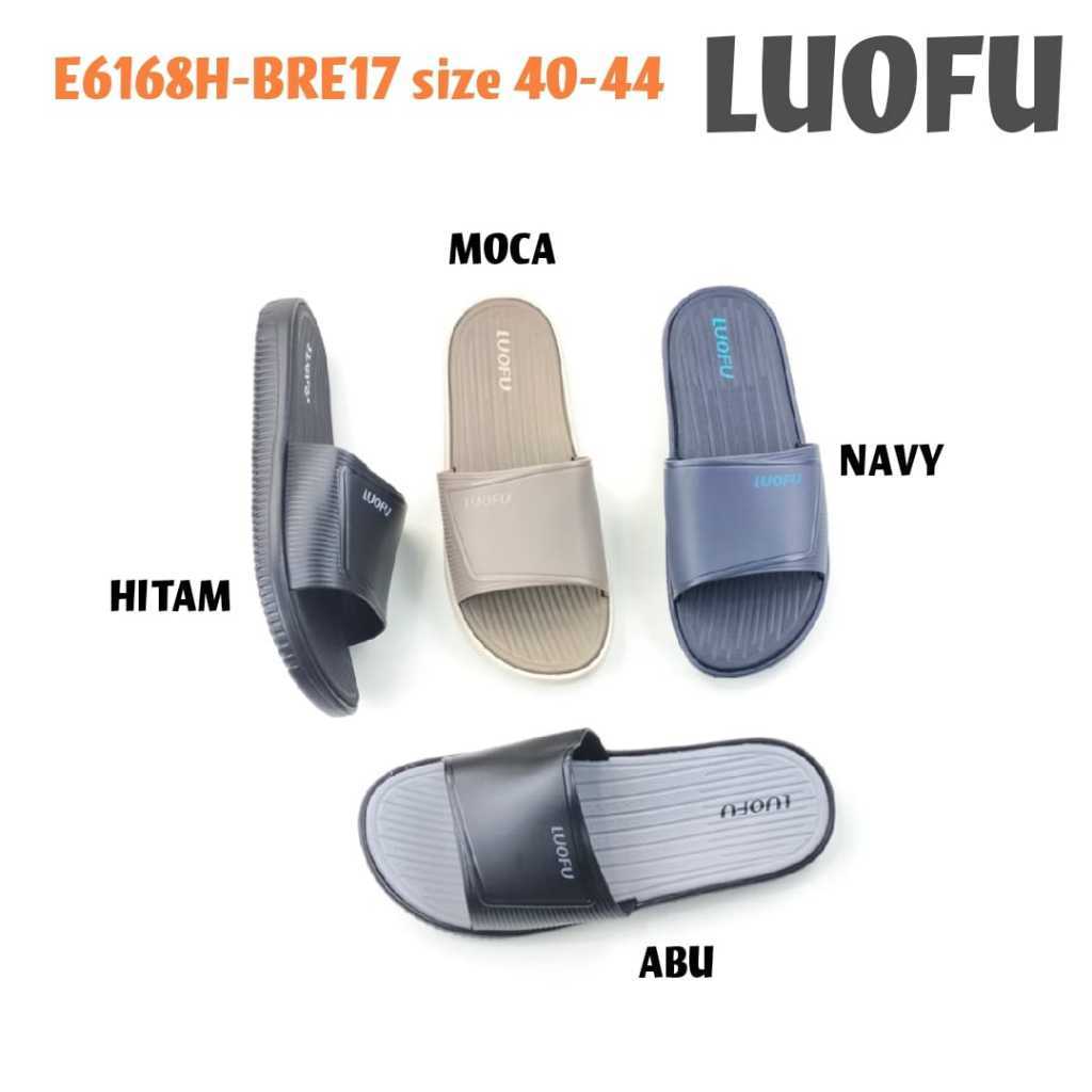 LUOFU E6168H-BRE17 ORIGINAL Sandal selop cowok karet empuk murah pria sendal cowok import Luofu Impo