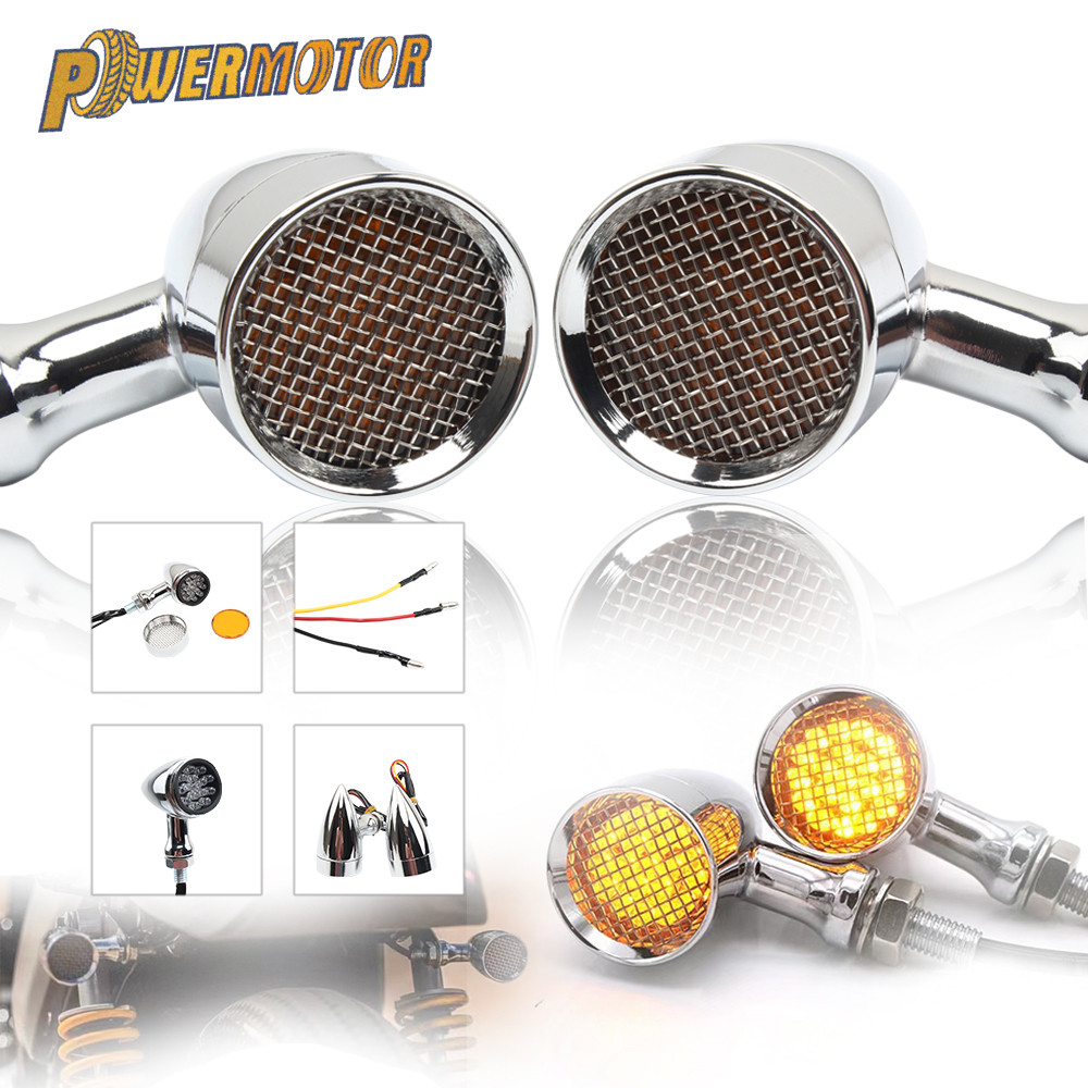 Lampu Sein Mini Sepeda Motor 12v untuk Harley Honda Yamaha BMW Kawasaki Universal 2PCS Keamanan Mala