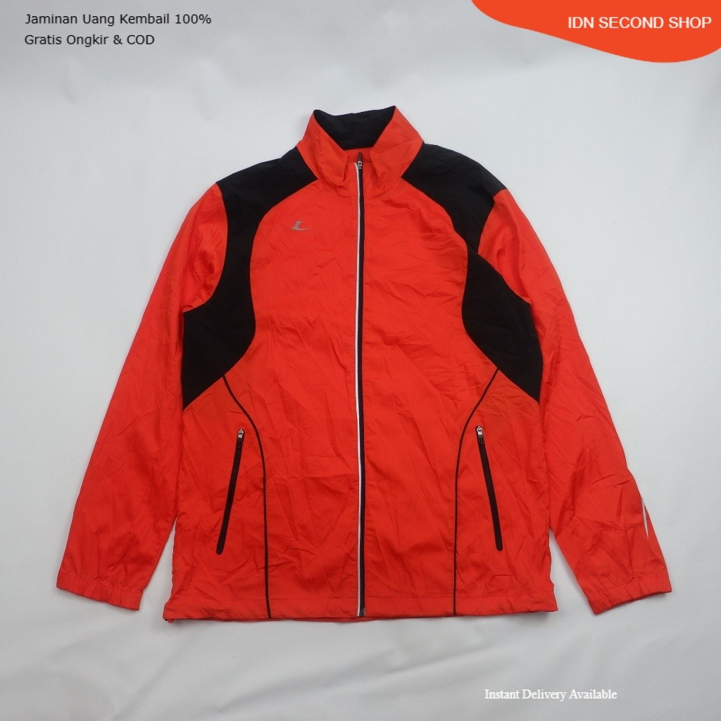 Lecaf Sports Orange & Black Windbreaker Jacket (Running / Training) Preloved