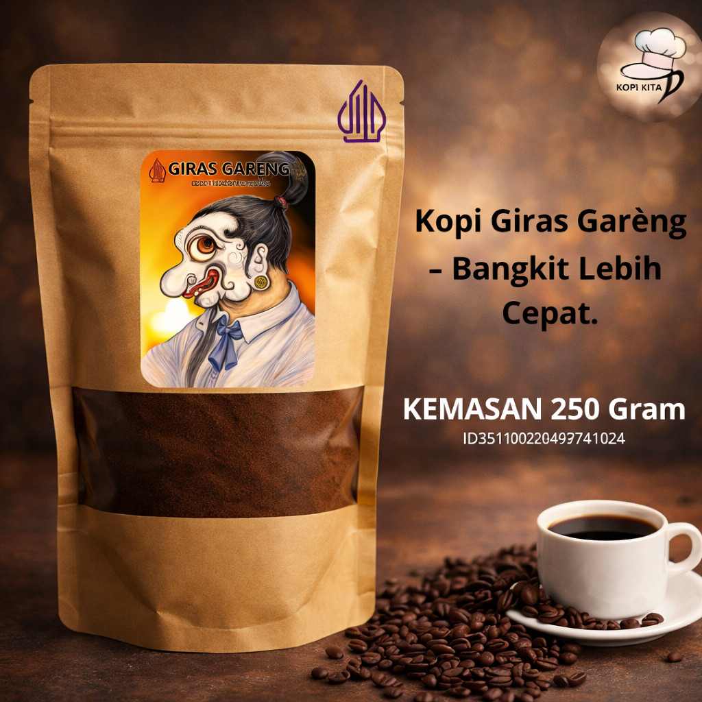 spesial bubuk kopi giras Gareng kemasan 250 Gram nikmat mantap lezat kopi bubuk giras gareng bubuk k