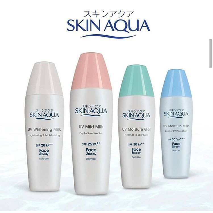 Skin Aqua Sunscreen 40gr SPF 50 PA+++ Tutup Putih, Pink, Hijau, Biru