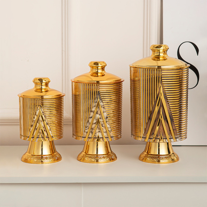 3pcs/Set Toples Mewah Aesthetic Emas Plastik Gold Toples Makanan Plastik Kemewahan Yang Tersegel