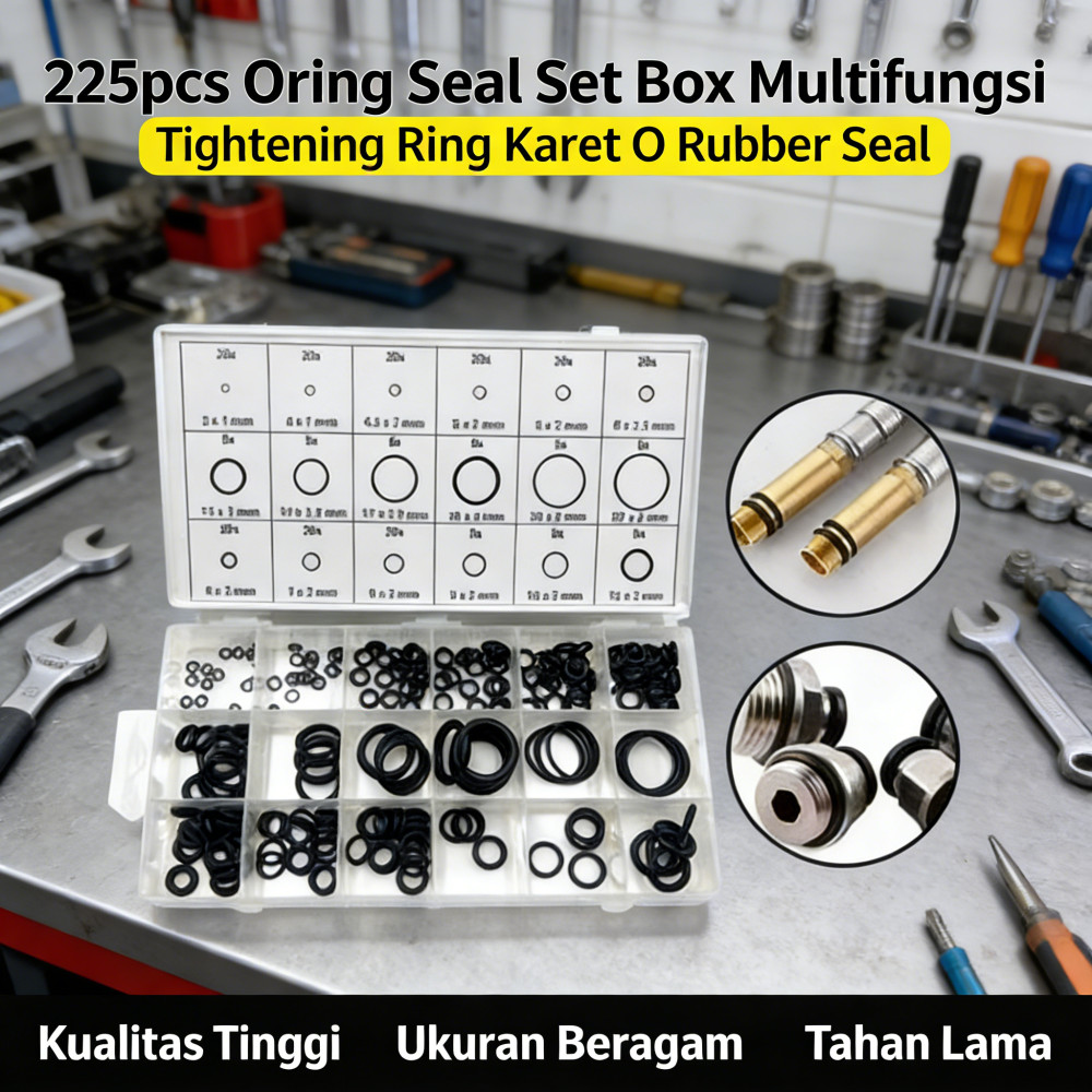 Box 225pcs Oring Set Multifungsi O-Ring Seal Karet Ring Seal Tightening O Ring Seal