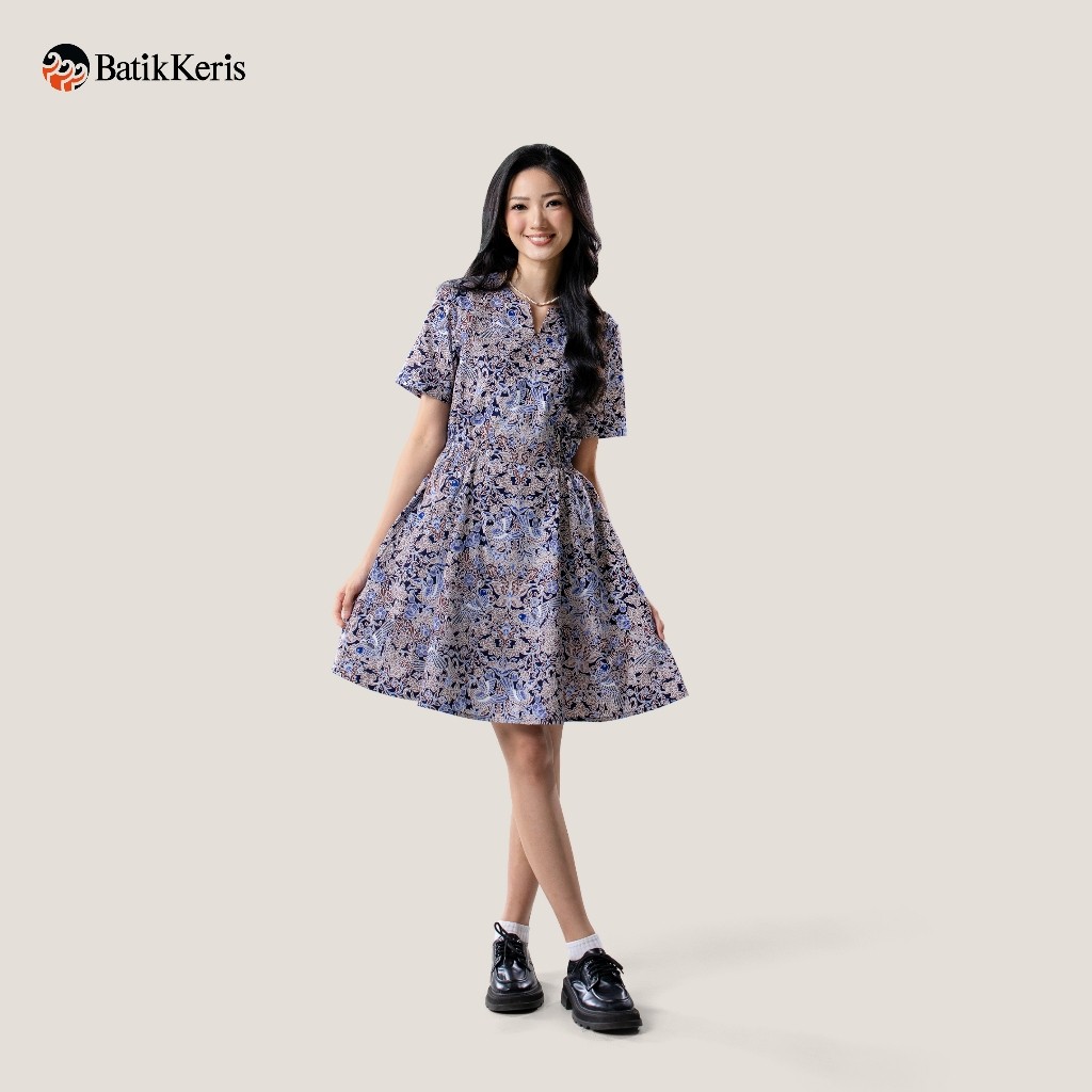 Batik Keris Dress Batik Lengan Pendek Motif Keris Kanaya