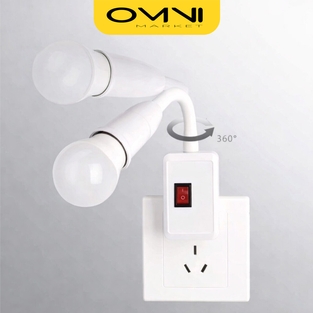 Fitting Lampu Fleksibel E27 Bohlam LED Lampu Gantung Colokan Dinding Switch On Off HM1146