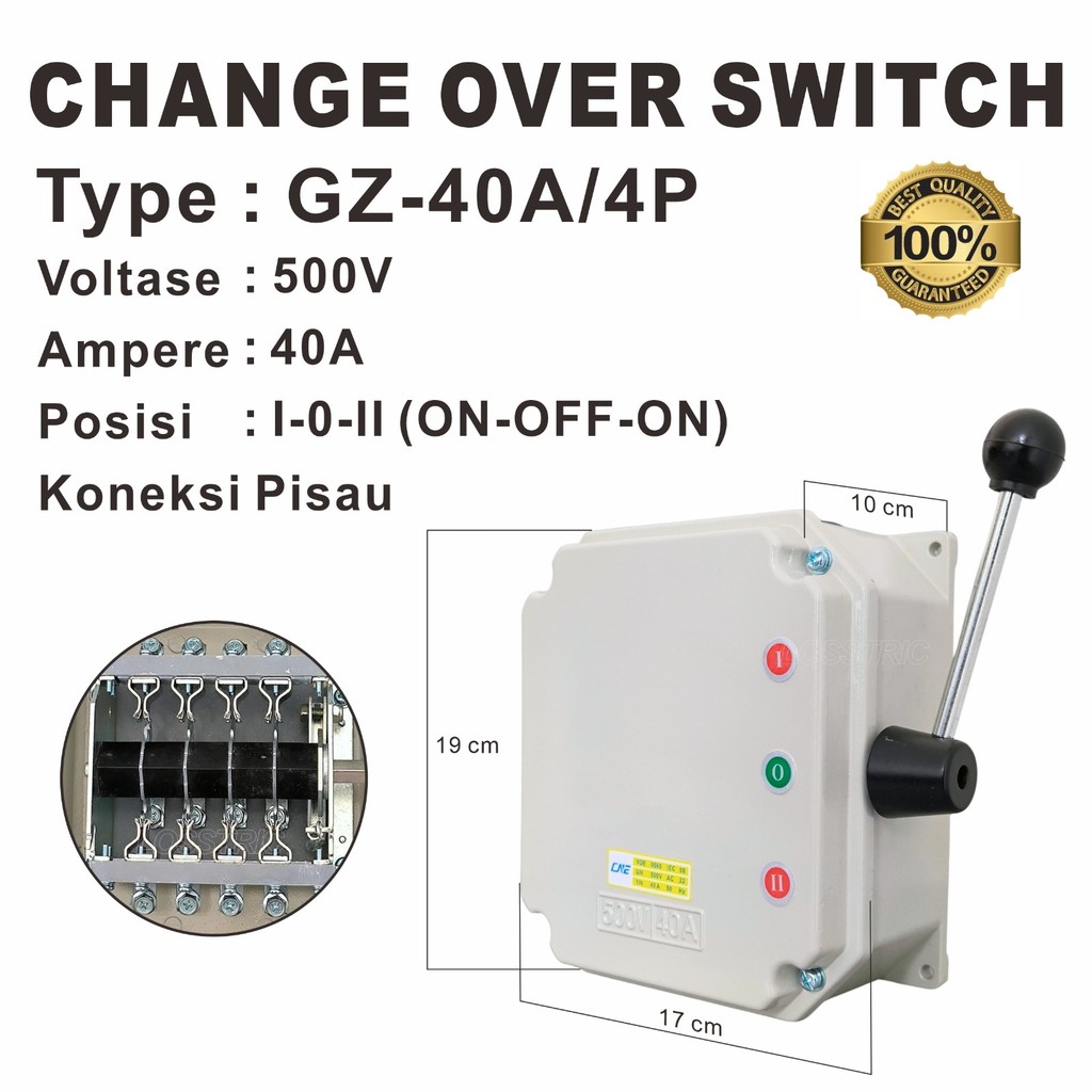 COS MODEL PISAU CHANGE OVER SWITCH MANUAL SAKELAR GZ-40A 4P I-0-II (ON-OFF-ON)