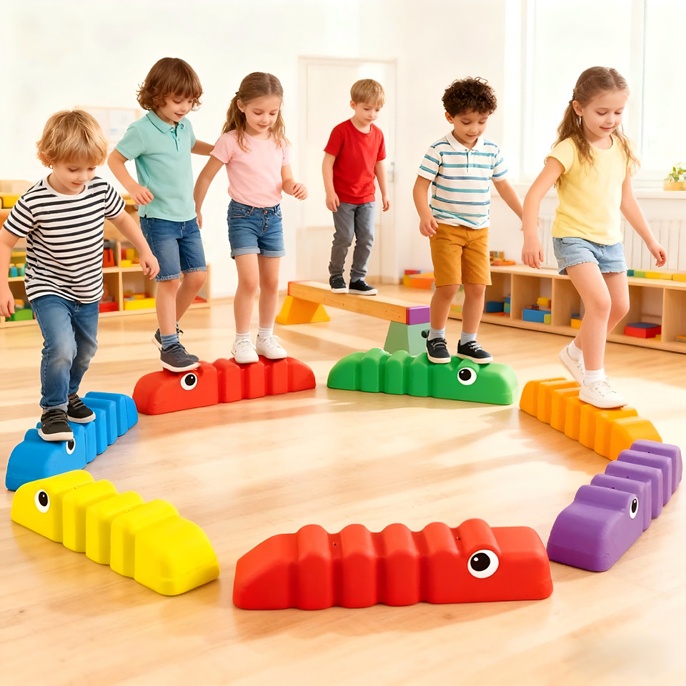 6PCS Anti-slip Wavy Pattern Balance Training Beam, Indoor & Outdoor Kids Gymnastics Fitness Toy, Bal