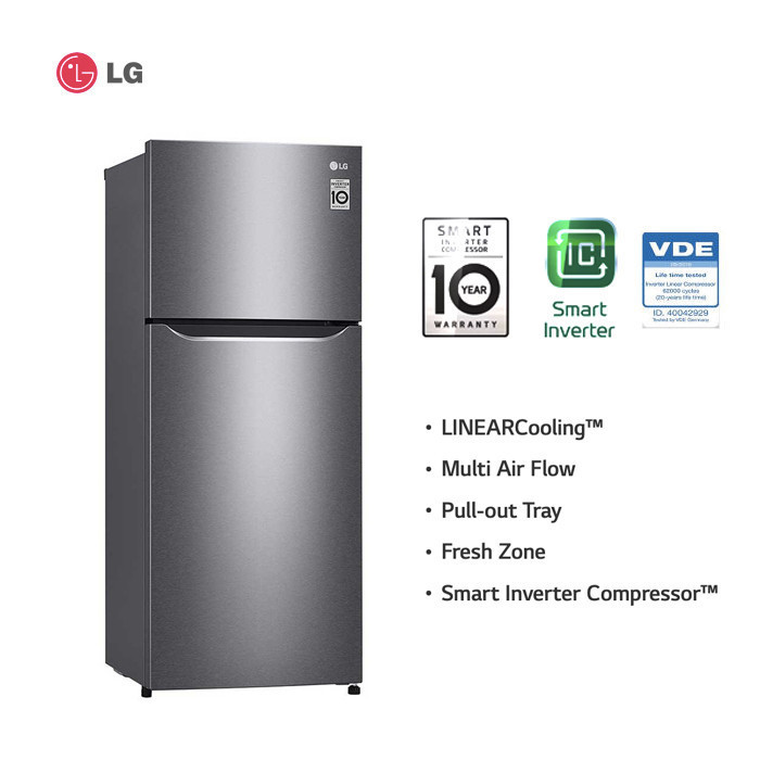 LG Kulkas Dua Pintu Smart Inverter Compressor 202 Liter - GN-B202SQIB / Kulkas LG
