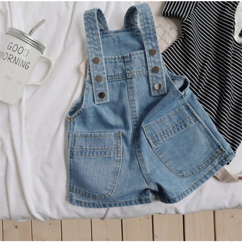 SLIDEBAR baju kodok jeans denim anak perempuan / overall denim jeans anak