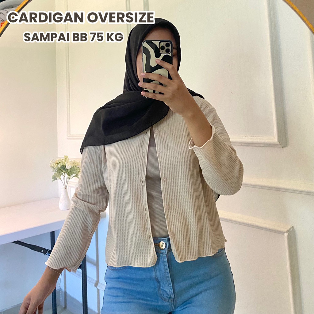 CARDIGAN OVERSIZE Wanita / Cardigan Rajut / Cardigan Waffle / Outer/Terbaru
