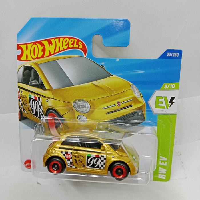 Diecast HOTWheels FIAT 500e GOLD  SHORT CARD Mainan Skala 64