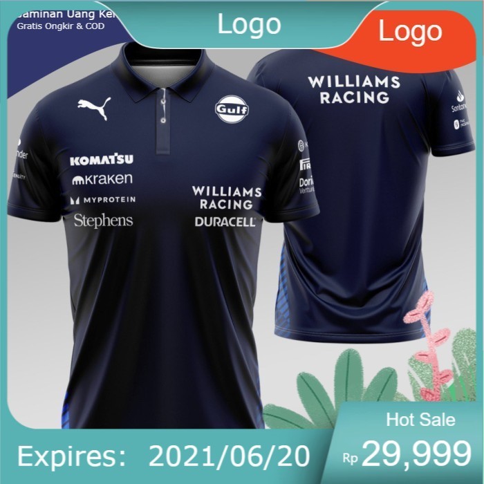 Kaos Polo Jersey F1 Williams Formula One Racing Team 2025