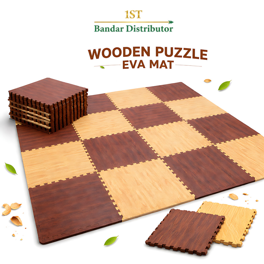 Mainan Anak WOODEN PUZZLE EVA MAT Karpet Puzzle Lantai Motif Kayu Alas Lantai Foam Empuk 30x30cm