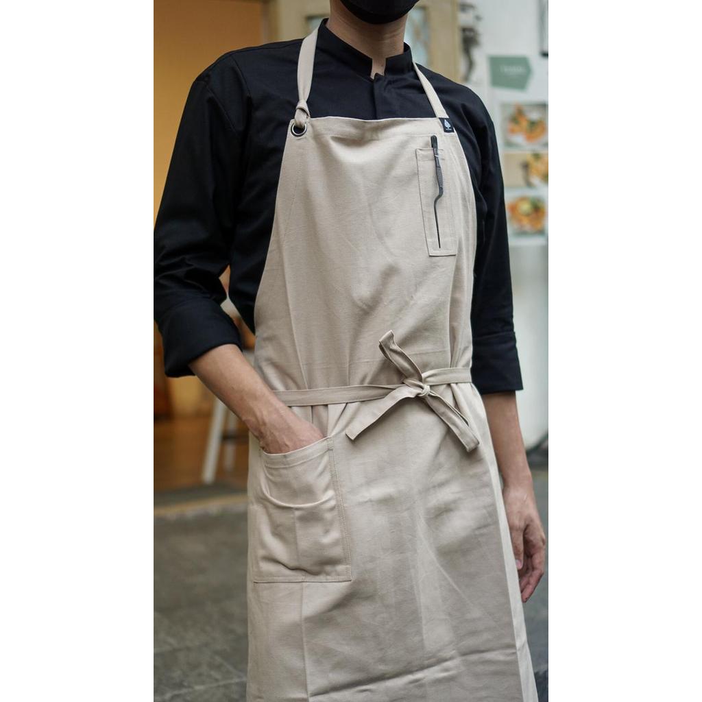 Casual Canvas Apron / Chef Apron / Kitchen Apron/Aksara Apron/Celemek - Black [Terlaris]