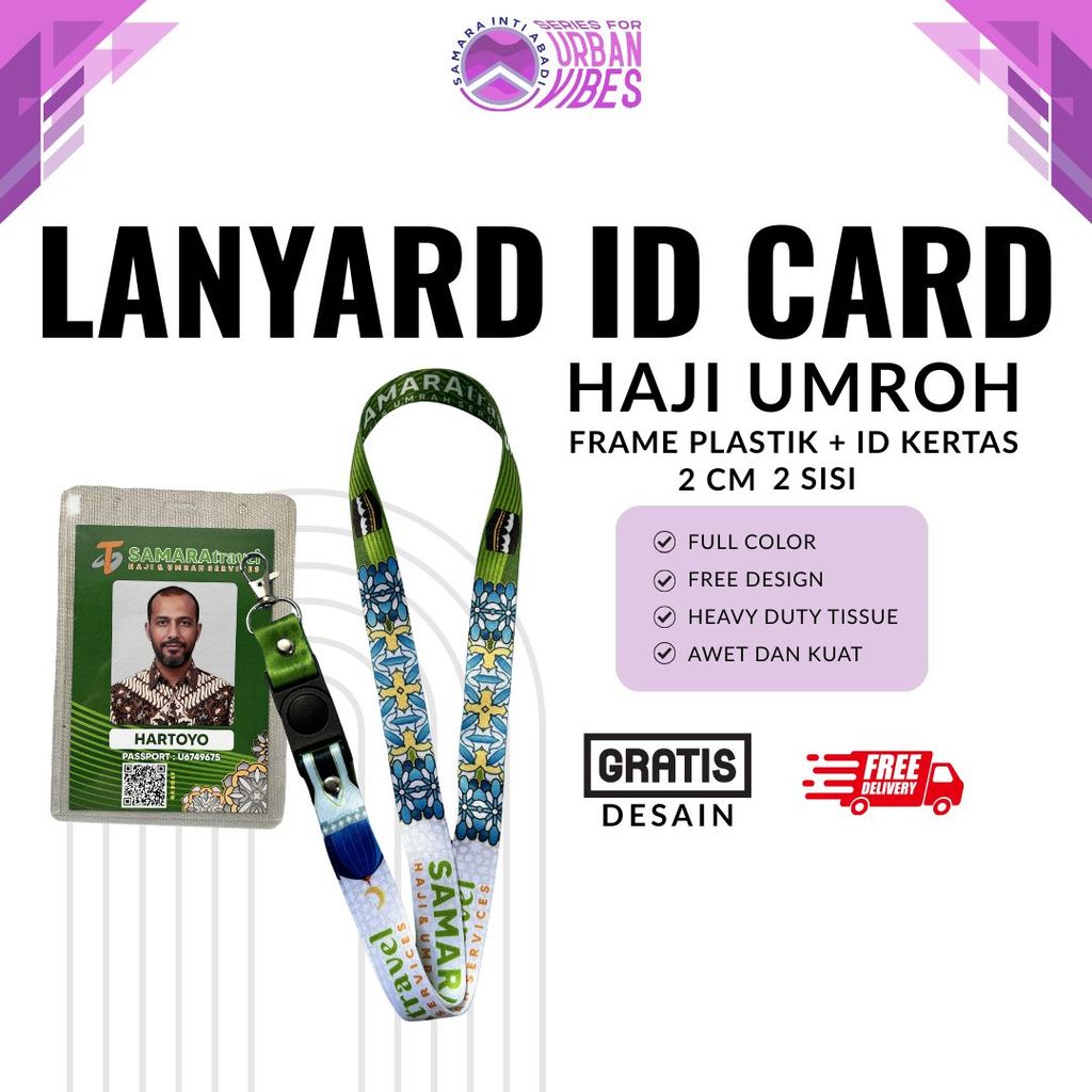 Paket Name Tag Umroh Haji Wisata & Lanyard Custom Tour and Travel