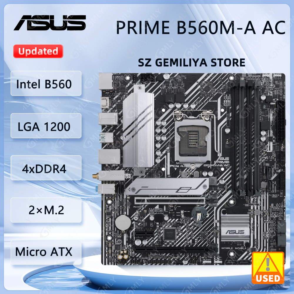 ASUS PRIME B560M-A AC Motherboard Intel B560 LGA 1200 DDR4 128GB support Core i3-10100 i5-11400 i7-1