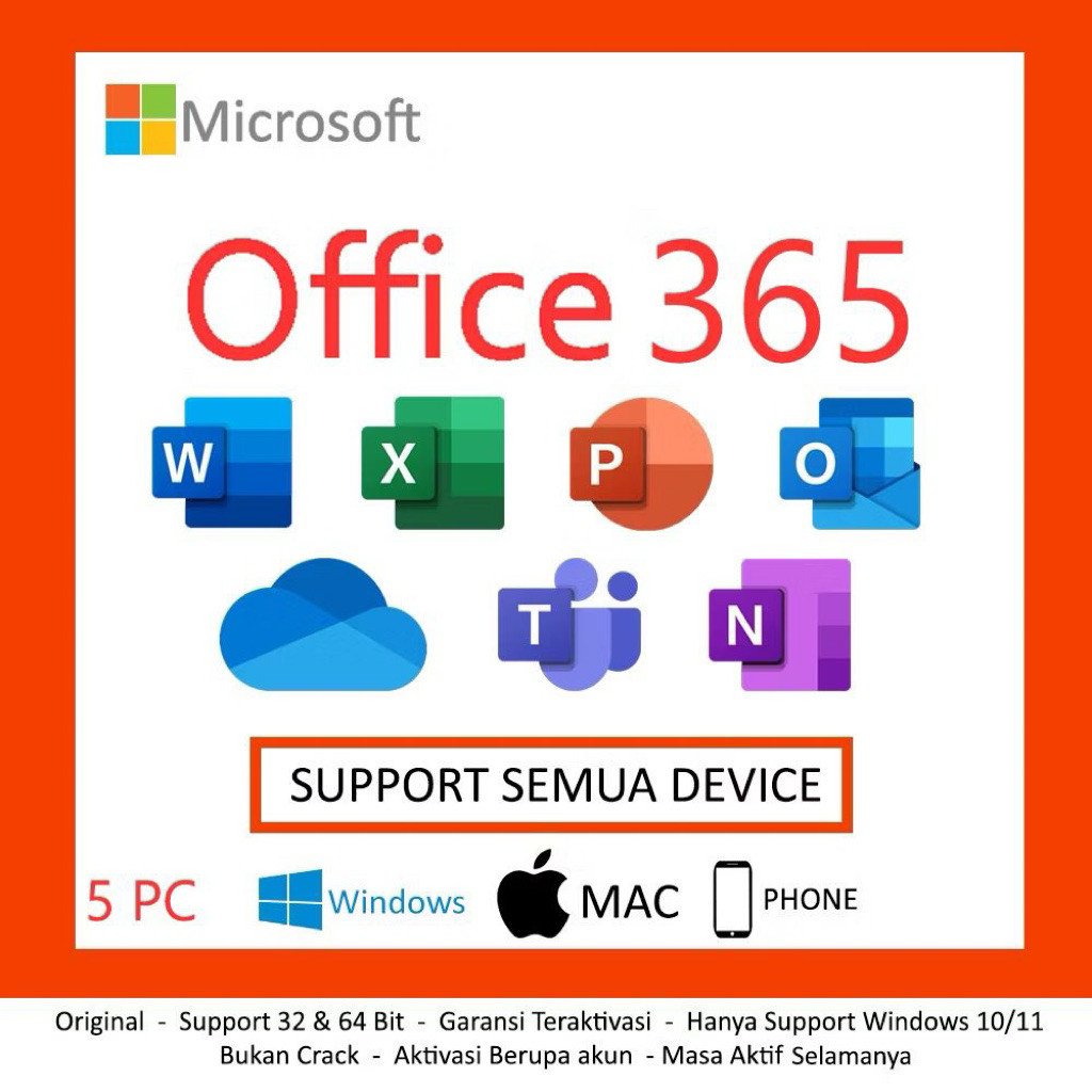 Microsoft Office 365 Original Lifetime for Mac/Windows/iOS/Android/Tab