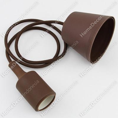 Kabel Fitting Gantung Lampu Bohlam Edison Silikon Karet Warna Coklat