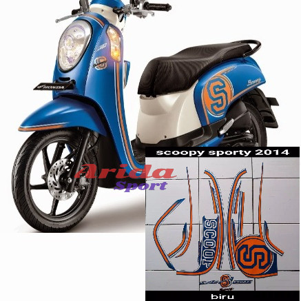 striping  honda scoopy sporty cw fi 2014 biru motif striping original scoopy